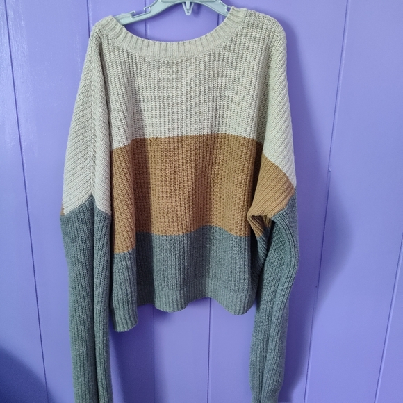 Multicolor Hollister Long Sleeve Sweater Grey Beige Brown - Picture 4 of 4